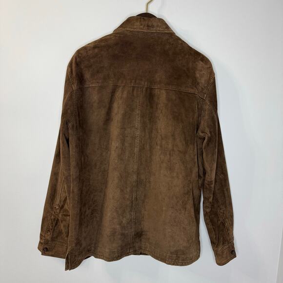 Guess Vintage Y2K Leather Suede Shirt Jacket Brown Men's M - Picture 3 of 12